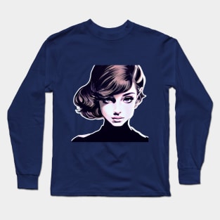 Audrey Hepburn Modern Pop Art Design Long Sleeve T-Shirt